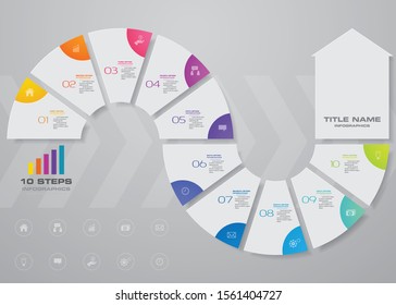 10 steps of arrow infografics template. for your presentation.	