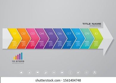 10 steps of arrow infografics template. for your presentation.	