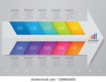 10 steps of arrow infographics template. for your presentation. EPS 10.