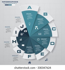 10 steps business presentation template. Design clean number banners template/graphic or website layout. Vector.