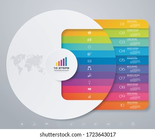 10 Steps Chart Infographics Element. EPS 10.	