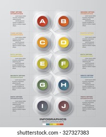 10 Steps chart template/graphic or website layout. Vector.