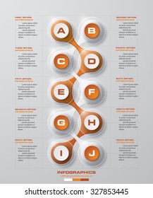 10 Steps chart template/graphic or website layout. Vector.