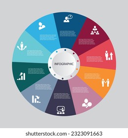 10 pasos de elementos infográficos de gráficos de ciclo.ilustración vectorial