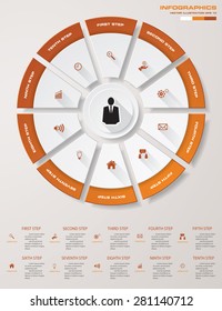 10 steps cycle wheel template. Vector Illustration
