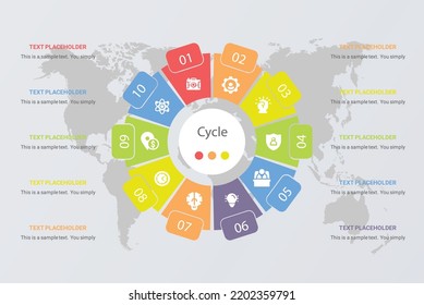10 steps half cycle infographics element template chart