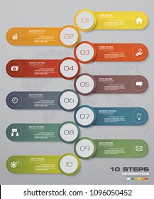 10 steps of Infografics template. for your presentation. EPS 10.