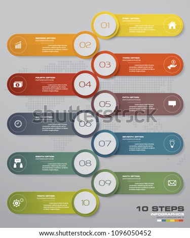 10 steps of Infografics template. for your presentation. EPS 10.