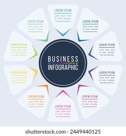 10 Steps Infografik Business Design 10 Objekte, Elemente oder Optionen Infografik Vorlage für Unternehmen