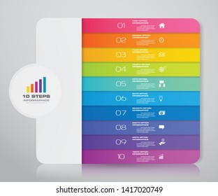 10 steps infographics chart design element. For data presentation. EPS 10.	