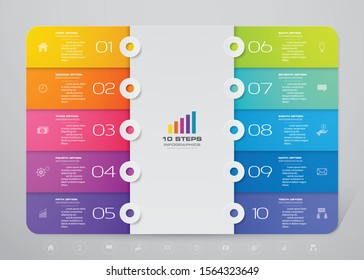 10 steps infographics chart design element. For data presentation.	