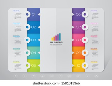 10 steps infographics chart design element. For data presentation.