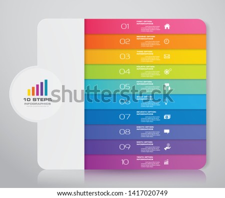 10 steps infographics chart design element. For data presentation. EPS 10.	