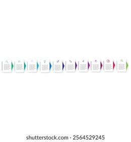 10 Steps Infographics Design Template - Graph, Pie chart, workflow layout, squire diagram, brochure, report, presentation, web design Editable Vector