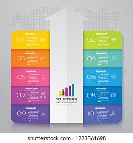 10 steps Infographics element arrow template chart for presentation.	