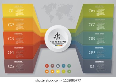 10 steps Infographics element chart for presentation. EPS 10. 