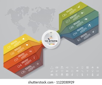 10 steps Infographics element chart for presentation. EPS 10. 10 steps template for presentation.