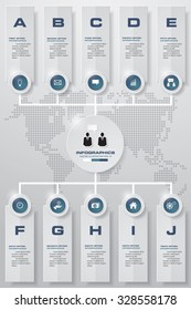 10 steps option diagram in vertical alignment. Simple&Editable business chart background. EPS10