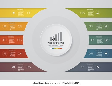 10 steps presentation chart .Infographic with 10 options. EPS 10.