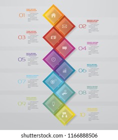 10 steps presentation chart .Infographic with 10 options. EPS 10.