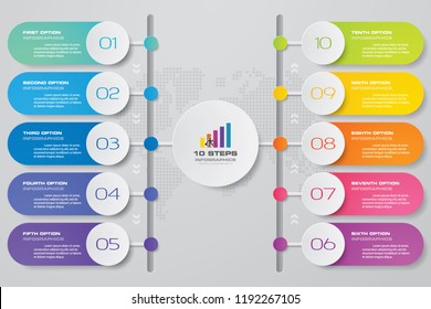 10 steps presentation chart. Infographic with 10 options. EPS 10.