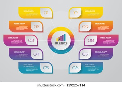 10 Steps Presentation Chart. Infographic With 10 Options. EPS 10.