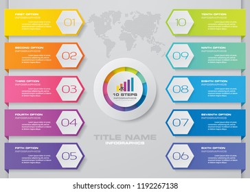 10 steps presentation chart. Infographic with 10 options. EPS 10.