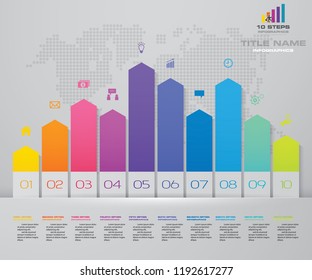 10 steps presentation chart. Infographic with 5 options. EPS 10.