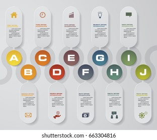 10 steps presentation template. 10 steps timeline presentation template. EPS10.