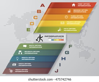10 steps presentation template/5 options/ wing shape graphic or website layout. Vector.