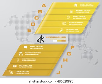 10 steps presentation template/5 options/ wing shape graphic or website layout. Vector.