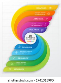 10 steps presentation template,Wing shape infographics graphic,Vector illustration.