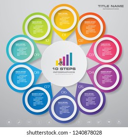 10 steps process infographics element for presentation.	
