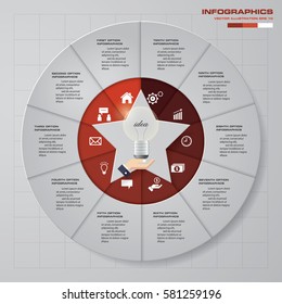 10 steps process. Simple&Editable abstract design element. Vector.