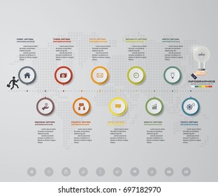10 steps process. Simple&Editable abstract design element. Vector.