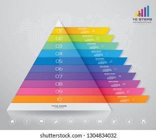 10 steps pyramid with free space for text on each level. infographics, presentations or advertising. EPS10.