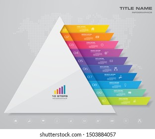 10 steps pyramid with free space for text on each level. infographics, presentations or advertising. EPS10.	