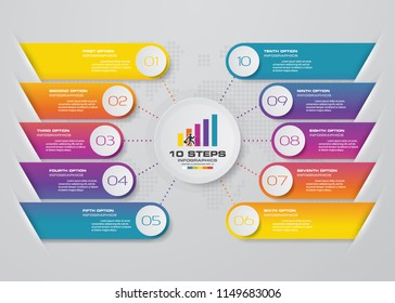 10 steps simple&editable infographics element for data presentation.