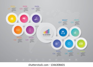 10 steps simple&editable process chart infographics element.	EPS 10.