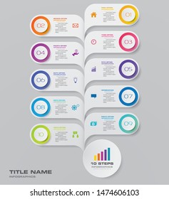 10 steps simple&editable process chart infographics element. EPS 10.