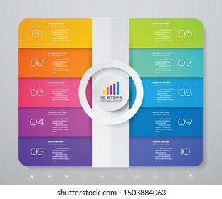 10 steps simple&editable process chart infographics element. EPS 10.