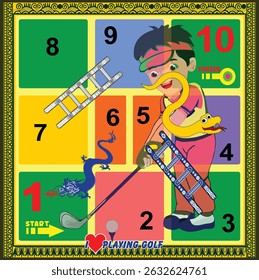 10 Steps Snakes and Ladders Board Game with Sports Theme: I Love Golf.
Editable and ready to print.