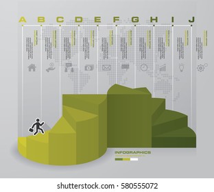 10 steps template for presentation. man walking on stairs use for Infographics design with 10 options timelines. EPS10.