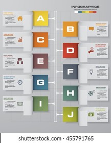 10 steps timeline infographic for business design. EPS10.