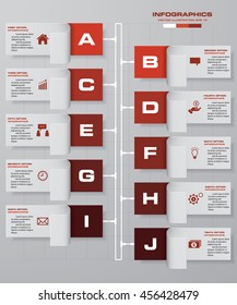 10 steps timeline infographic for business design. EPS10.
