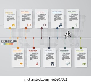 10 steps Timeline infographic element. can be used for workflow layout, diagram,presentation, education or any number option. EPS10.