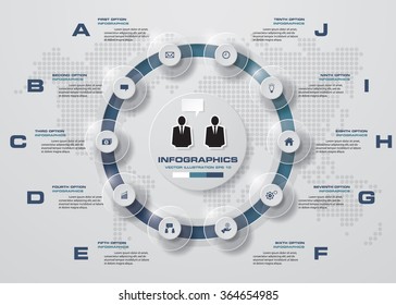 10 steps vector circle for infographic. Template for diagram. EPS10