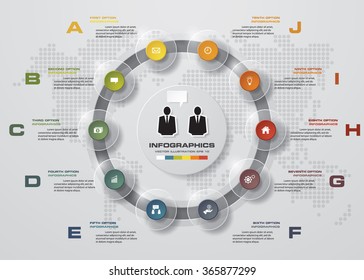 10 Steps Vector Circle For Infographic. Template For Diagram. EPS10