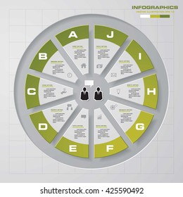 10 steps vector circle for infographic. Template for diagram. EPS10