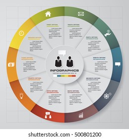 10 steps vector circle for infographic. Template for diagram. EPS10
